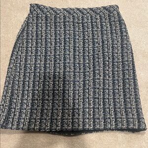 Ann Taylor Factory Navy and Cream Tweed A-Line Skirt